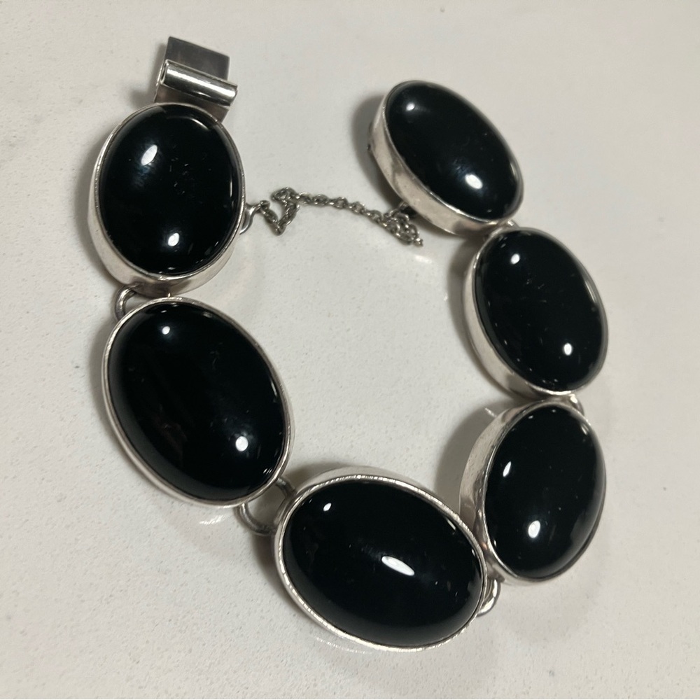 Sterling Black and Silver Oval Bracelet